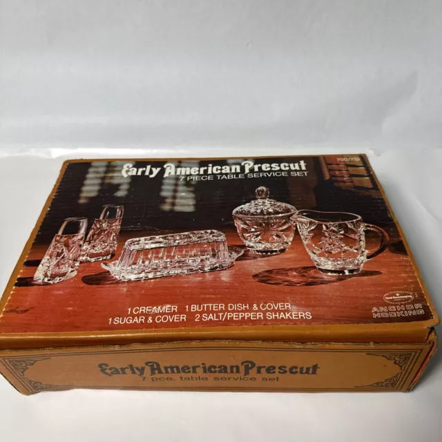 Anchor Hocking Early American Prescut David's Star 7 Piece Table Service Set Nib