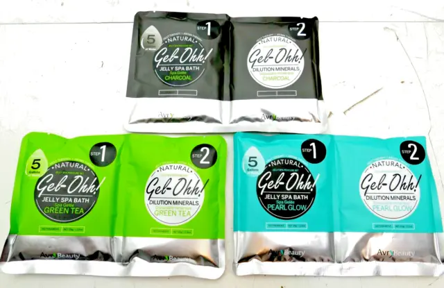 3 New Packs-Avry Beauty Jelly Spa Pedicure Bath-Charcoal+ Green Tea + Pearl Glow