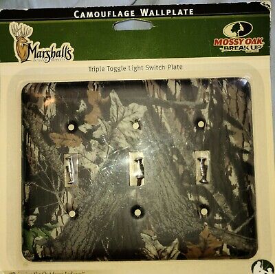 Triple Toggle Light Switch Plate Mossy Oak Camouflage hunting rustic cabin
