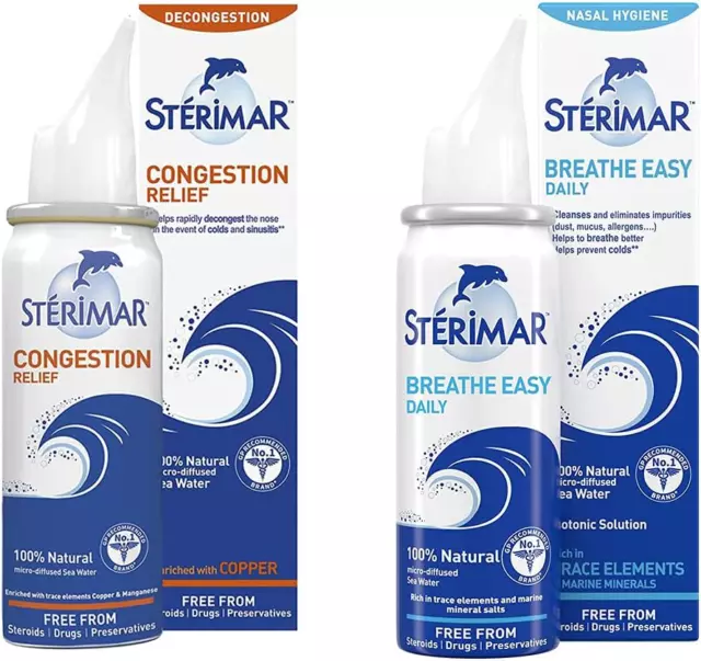 STERIMAR Breathe Easy Daily 2 x 50ml und STERIMAR Staulinderung 2 x 50ml - - -