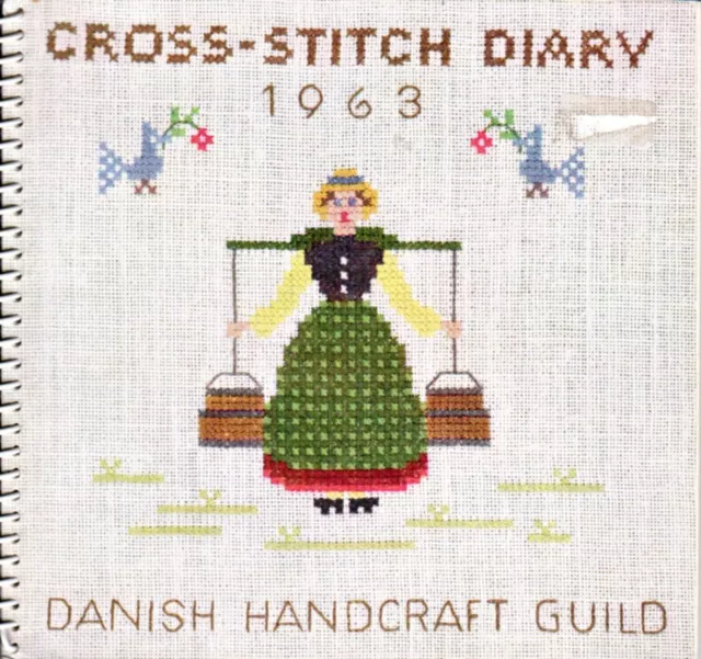 ENGLISCH Haandarbejdets Fremme Kalender Korssting 1963, danish cross-stitch