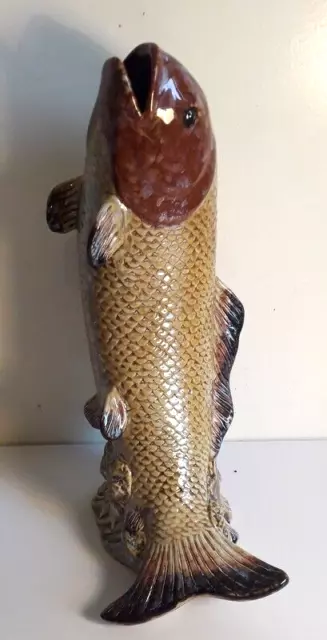 Magnifique Statuette sculpture Poisson Céramique  ancien vintage  H 34 cm