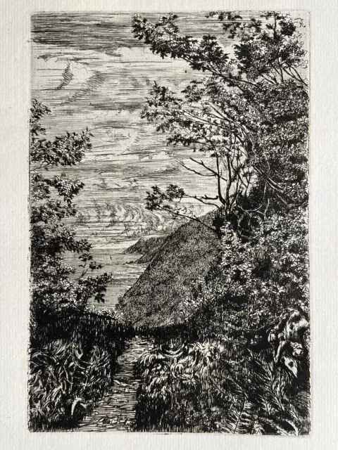Edwin Edwards gravure eau forte etching Paysage Mer Côte Rocheuse Marine Falaise