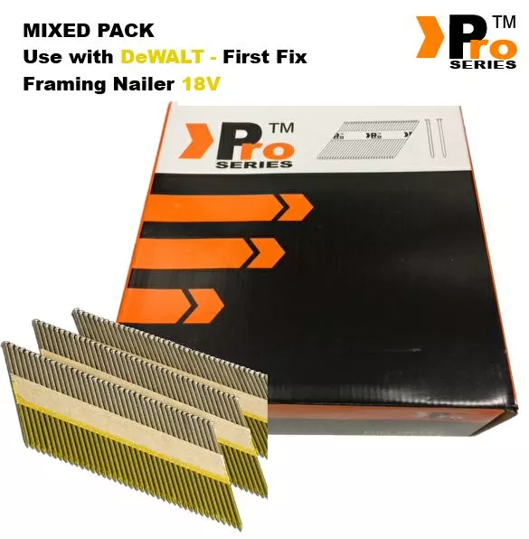 MIXED PACK Framing Nails for DEWALT 18vCordless First Fix 50mm 65mm 75mm 90mm 08