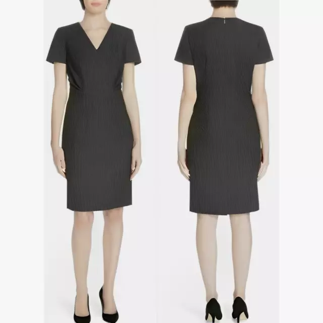 BOSS HUGO BOSS Womens Deshina Malange 100% Wool Midi Sheath Dress Gray Black | 8