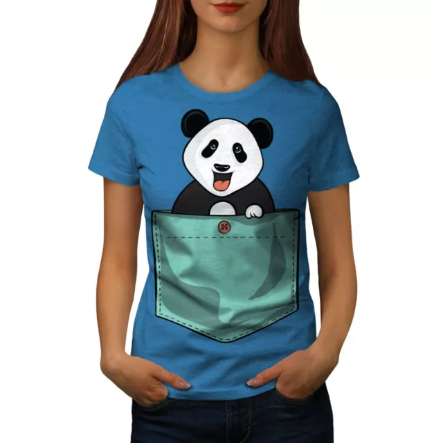 Wellcoda Cute Lil Panda Womens T-shirt, Pocket Bear Casual Design Printed Tee