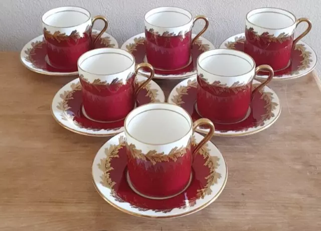 Aynsley Red and Gold Demitasse Cup and Saucer Patt No.1788