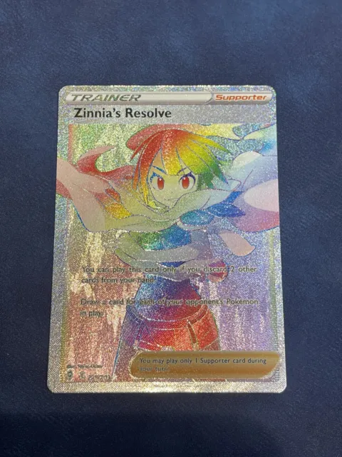 Pokemon Trainer Card Zinnia's Resolve  225/203 Evolving Skies Rainbow Rare TCG