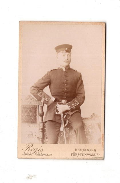 CDV Foto Soldat mit Widmung - Berlin / Fürstenwalde um 1890