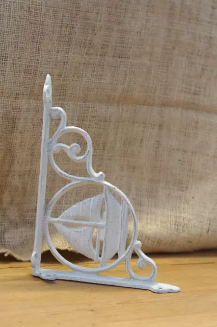 2 Cast Iron White Sail Boat Nautical Brackets Garden Braces Shelf Corbels Nautic 3