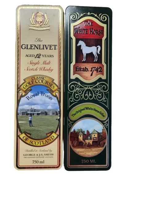 Vintage The White Horse Whisky Tin Scotland,Horse and Carriage And The Glenlivet