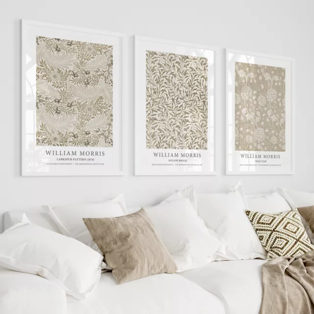 William Morris Beige Brown Neutral Botanical Wall Art Prints Posters Pictures