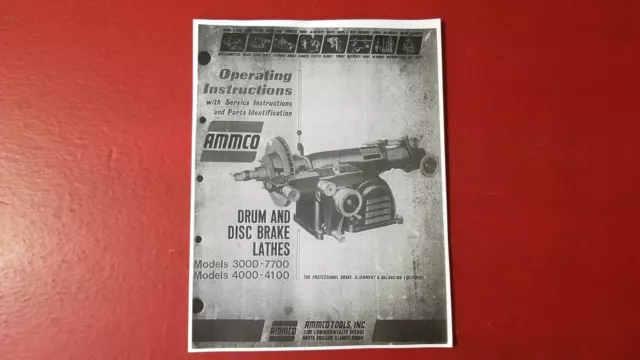 Ammco Operating Instructions & Parts Manual  3000, 4000, 4100, 7500 Brake Lathes