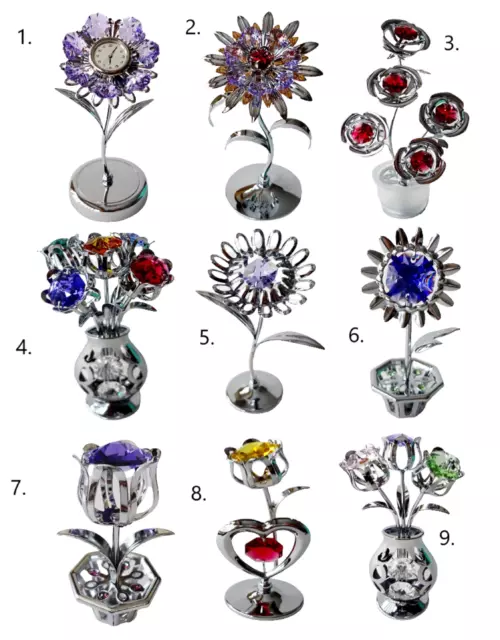 Crystocraft Flower Ornaments With Swarovski / Bohemian Crystals in Gift Box