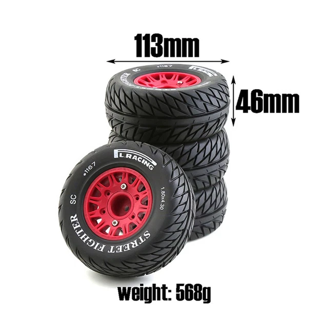 Set De 4 Pneus 1/8 RC Buggy – 120 Mm – Caoutchouc Renforcé Nylon – Roues Offroad – Adaptateur 17 Mm