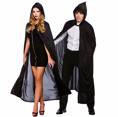 Adulto Unisex Halloween Nero con Cappuccio Mantello da Strega Costume Accessorio