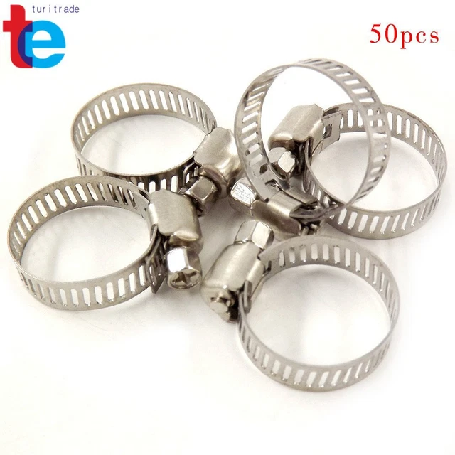 New 3/4" - 1" Adjustable Drive Hose Clamps Fuel Line Worm Clips 50 Pack