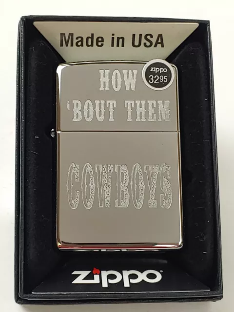 Zippo 250 "How Bout Them Cowboys!" on High Polished Chrome Lighter- MAY (E) 2019