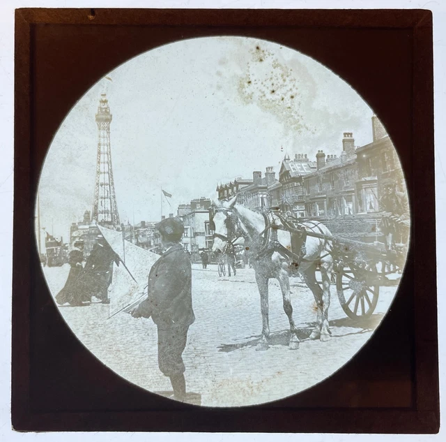 ANTIQUE VICTORIAN Magic Lantern Slide C1890 BLACKPOOL TOWER