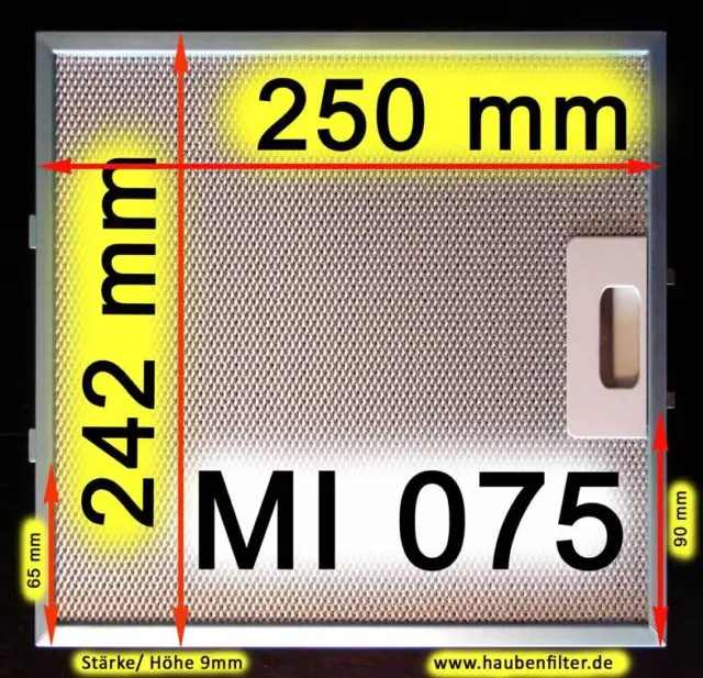Metall-Fettfilter MI075 Filter Dunstabzugshaube 242*250 4177 4291 Kolbe Rondo 65