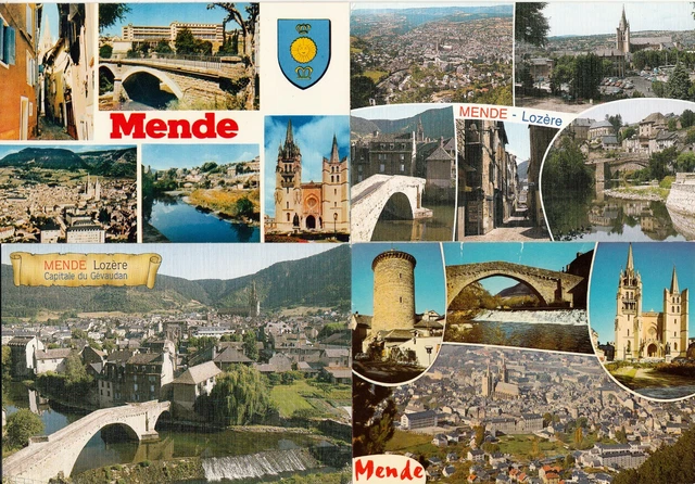 Lot 4 de cartes postales anciennes 10X15cm MENDE LOZERE