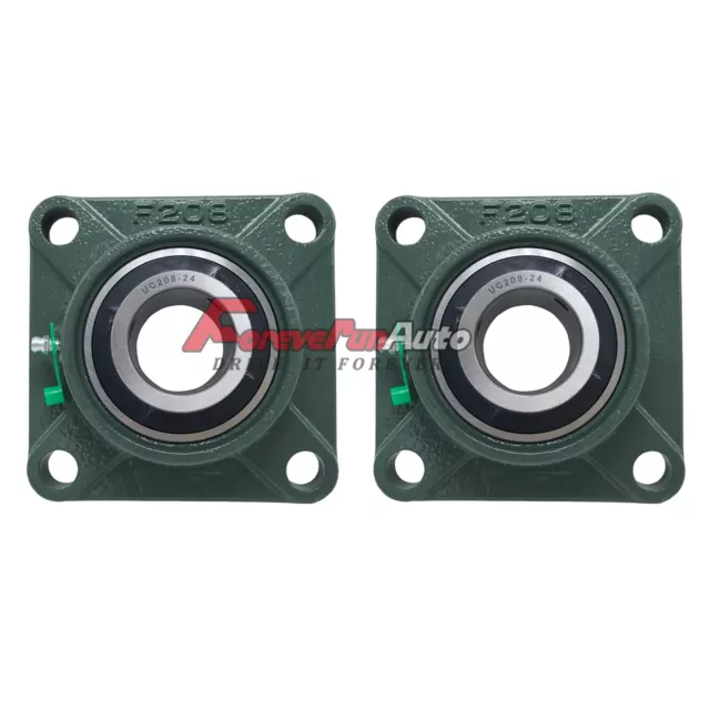 (2PCS) UCF208-24 Pillow Block Flange Bearing 1-1/2" Bore 4 Bolt