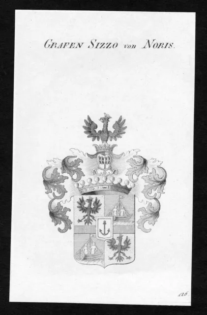 Aprox. 1820 Sizzo De Noris Escudo Nobleza Abrigo De Arms Grabado Antiguo Print