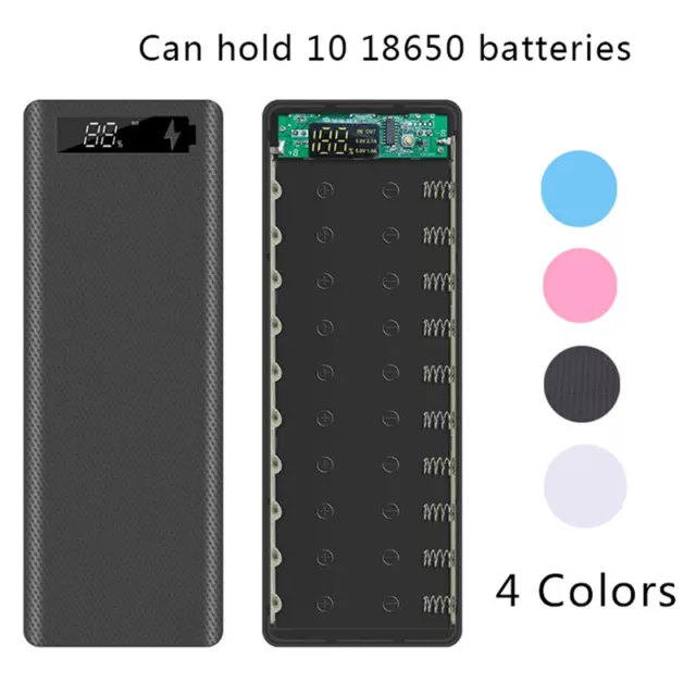 Dual USB DIY LCD Display 10x18650 Battery Case Power Bank Shell Charger B~m'