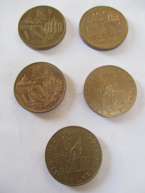 Lot De 5 Piéces De 10 Francs Commémoratives