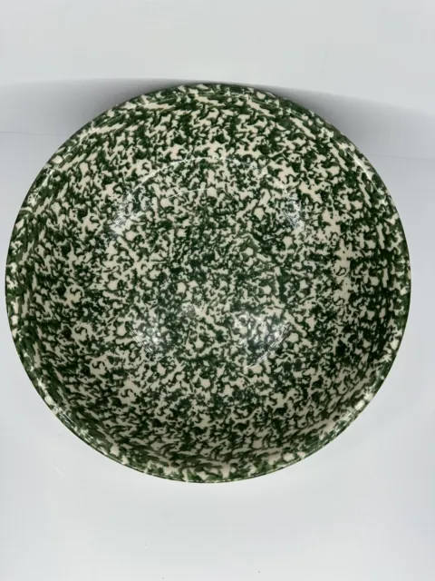 Vintage Roseville Pottery Green Spongeware Gerald Henn 10” Serving Bowl.