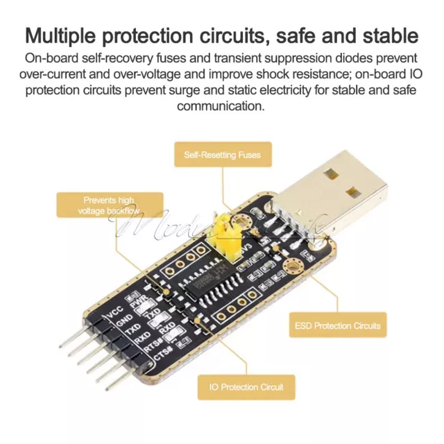 CH340G 6 Pin USB to TTL UART Communication Module Micro / Mini / Type-A / Type-C 3