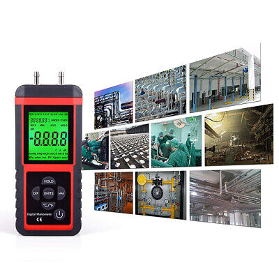 LCD Digitale Manometro Differenziale Pressione Calibro Misuratore di pressione dell'aria a gas 12 Unità