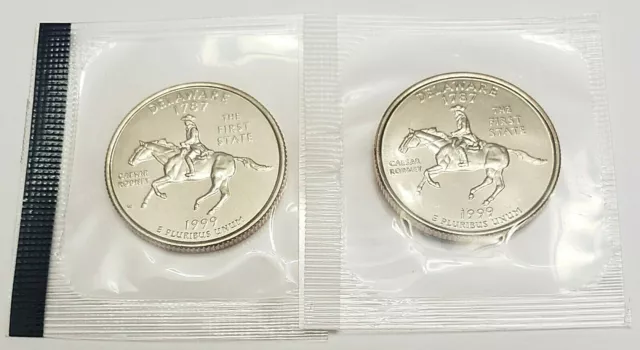 1999 P & D Delaware Quarter Set (2 Coins)  *MINT CELLO*  **FREE SHIPPING**
