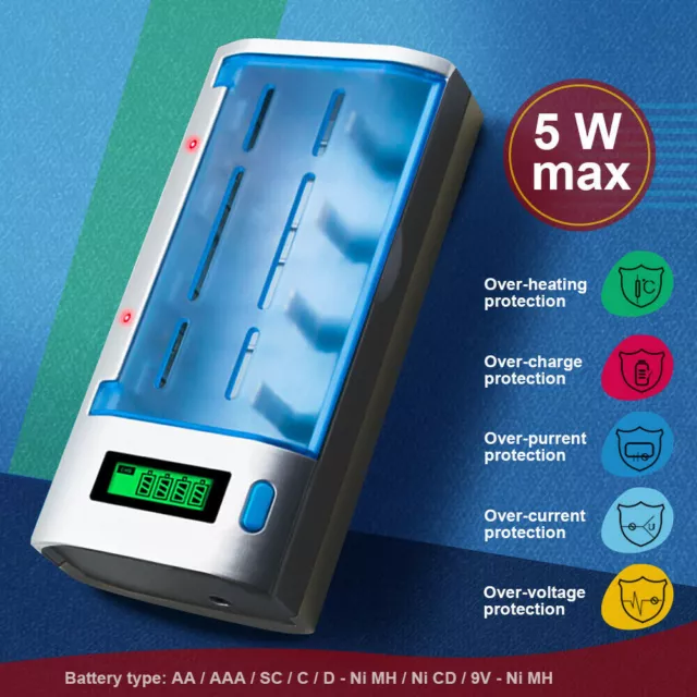 PALO Rechargeable LCD Smart Battery Charger For NI-CD AA/AAA/9V Ni-MH Batteries