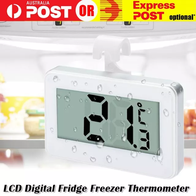 LCD Digital Fridge Freezer Thermometer Cooking Kitchen Hook Magnet Waterproof AU