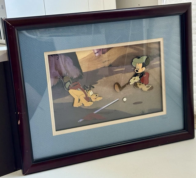 DISNEY MICKEY MOUSE Canine Caddy (1941) Mounted Framed Print