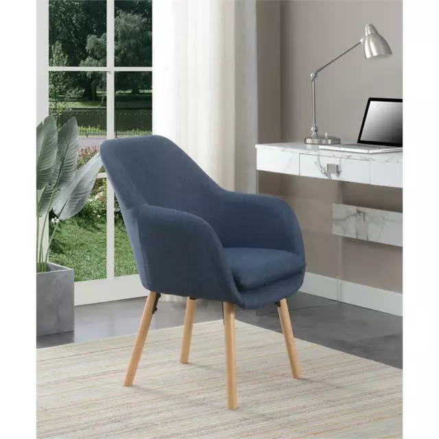 Convenience Concepts Charlotte Accent Chair in Blue Linen Fabric with Wood Legs 2