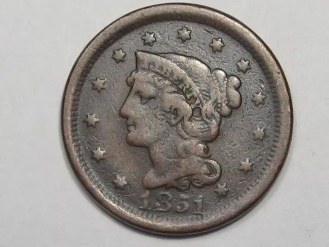 1851 US Braided Hair Large Cent. #5