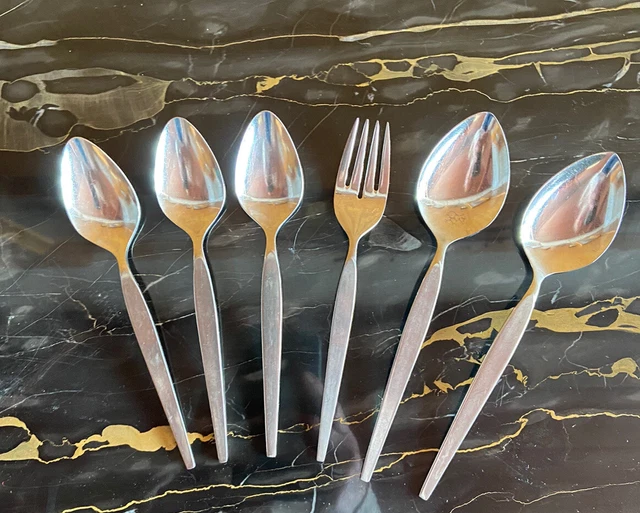 Oneida Community SATINIQUE Older Stainless SPOONs & FORK Vintage Flatware Lot 6