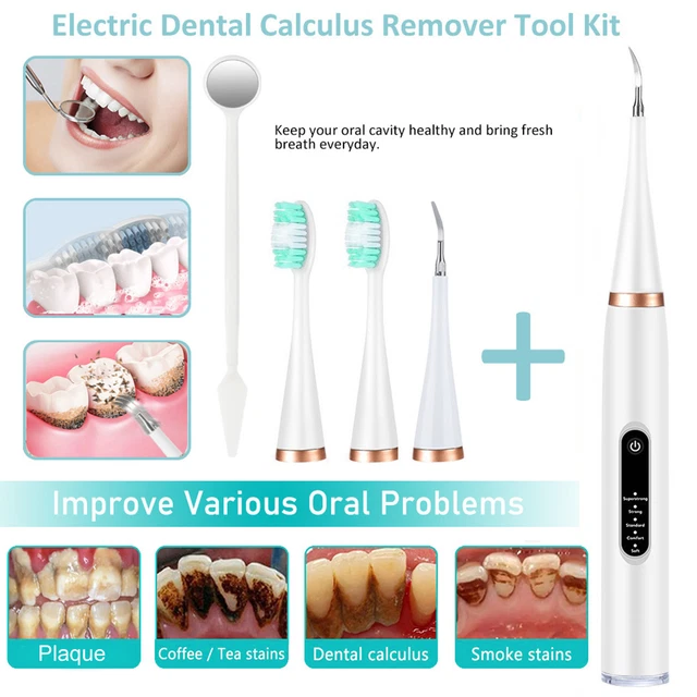 1 Juego Escalador Dental Indicador Luz Dientes Blanqueamiento 2 en 1 Inalámbrico Eléctrico