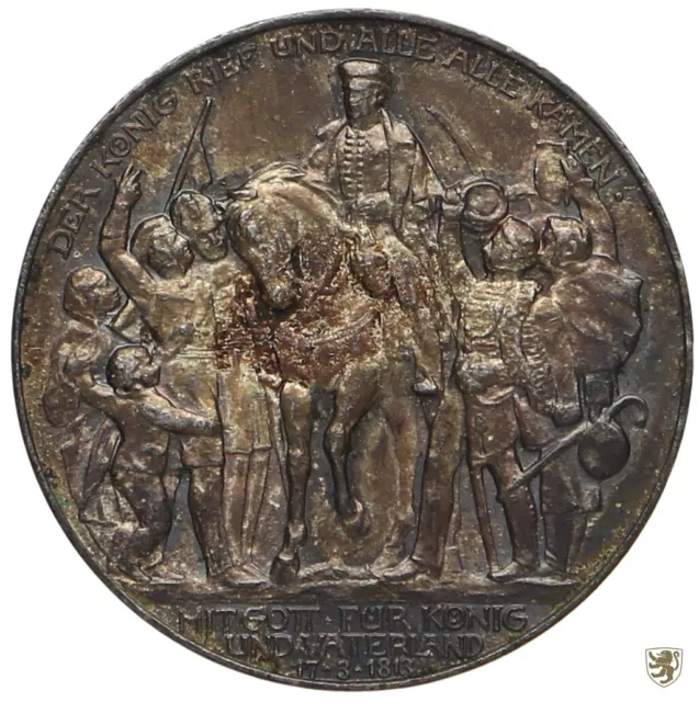 PREUSSEN, 3 Mark, 1913, Wilhelm II., 100 Jahre Befreiungskriege, Jg. 110, vz/st