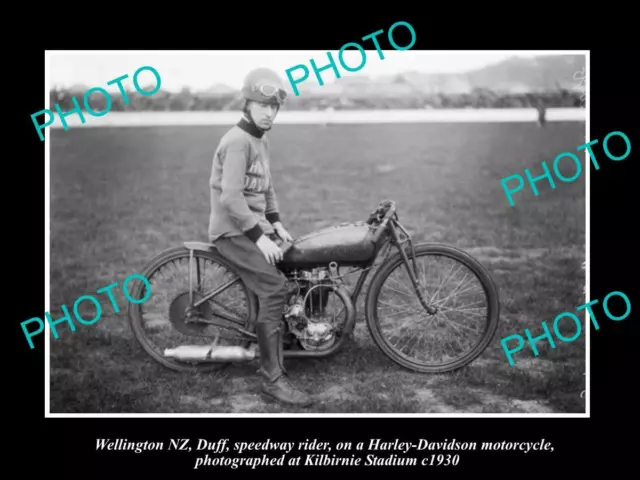 8x6 HISTORIC PHOTO OF WELLINGTON NZ HARLEY DAVIDSON SPEEDWAY MOTORCYCLE c1930
