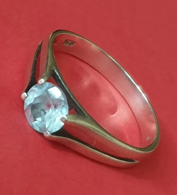 Wunderschöner Aquamarin Damen Ring aus 925er Silber Größe 66 (21,0 mm Ø)