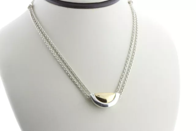 Movado Sterling Silver 925 18K Yellow Gold Radius Collection Chain Necklace 16" Movado Sterling Silver 925 18K Yellow Gold Radius Collection Chain Necklace 16"