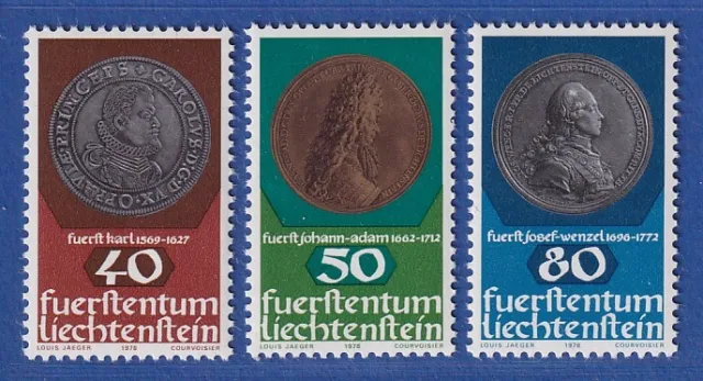 Liechtenstein 1978 Münzen und Medaillen Mi.-Nr. 710-12 kpl. Satz **