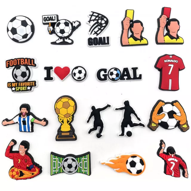 18PCS/Set Football Soccer Sports Croc Shoes Charms Mini Cartoon Cute Charms Pin