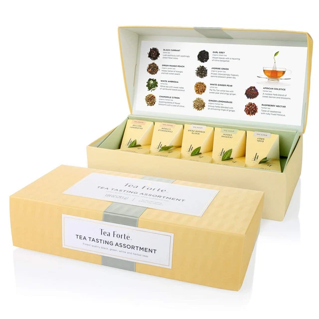 Tea Forte Assorted Classic Teas, Petite Presentation Box Sampler Gift...