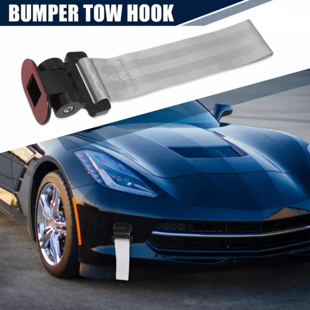 Universal Bumper Trailer Tow Hook Strap Towing Belt for Car Decorative Gray