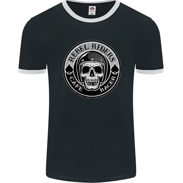 Maglietta Rebel Cafe Racer Biker Motociclo Uomo Ringer FotoL