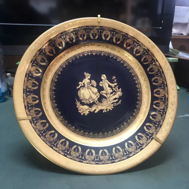 Limoges French Porcelain Cobalt Blue Courting Plate.